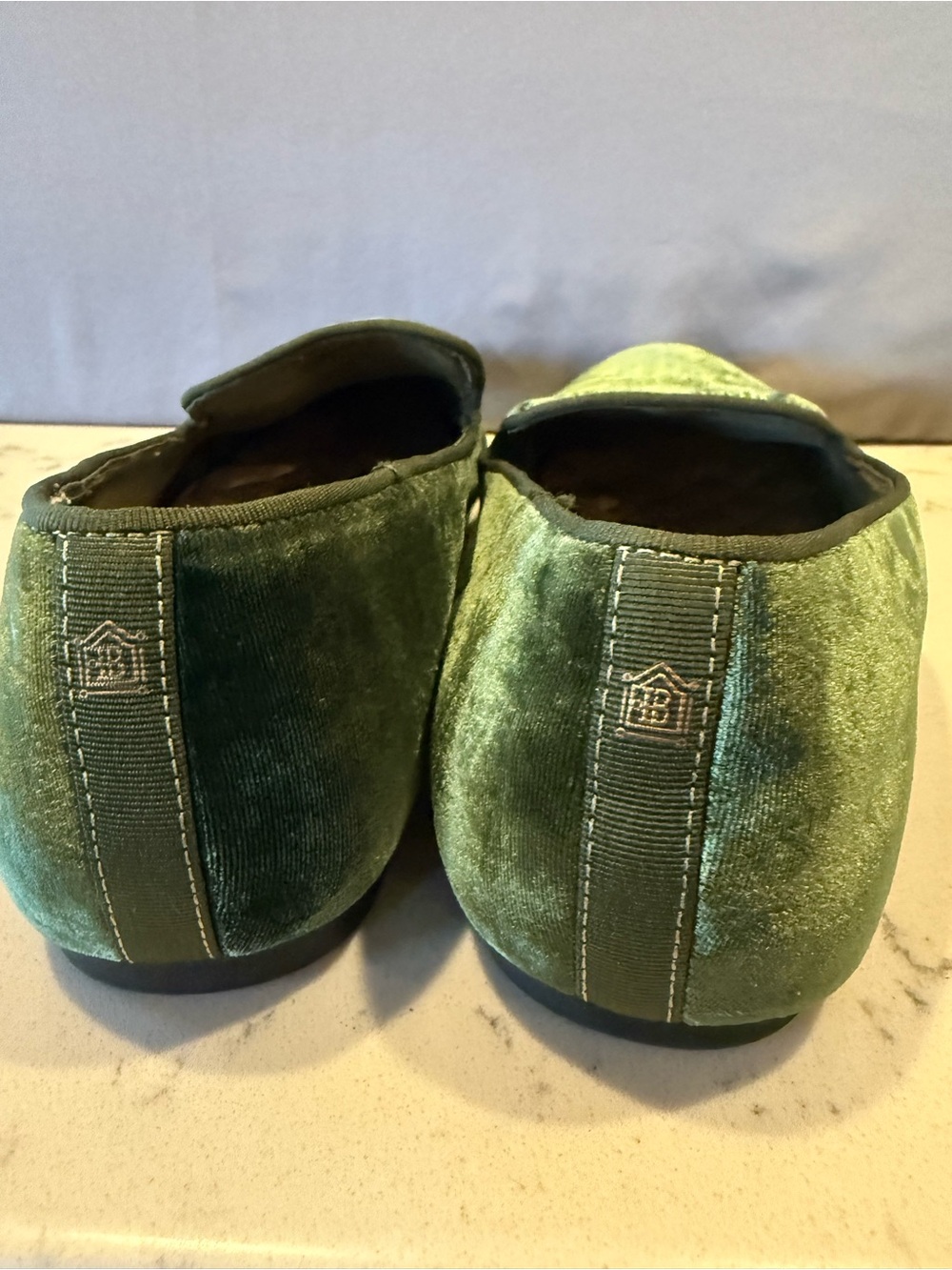 Birdies women’s Velvet Slip-On Loafers in Forest Green - Picture 12 of 15